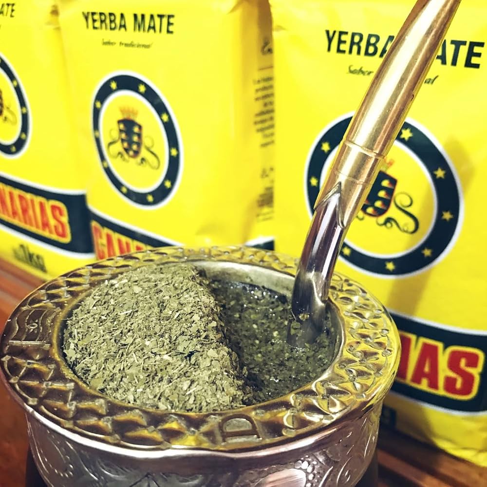 Close up of Canarias Tradicional yerba mate fine ground leaves without stems