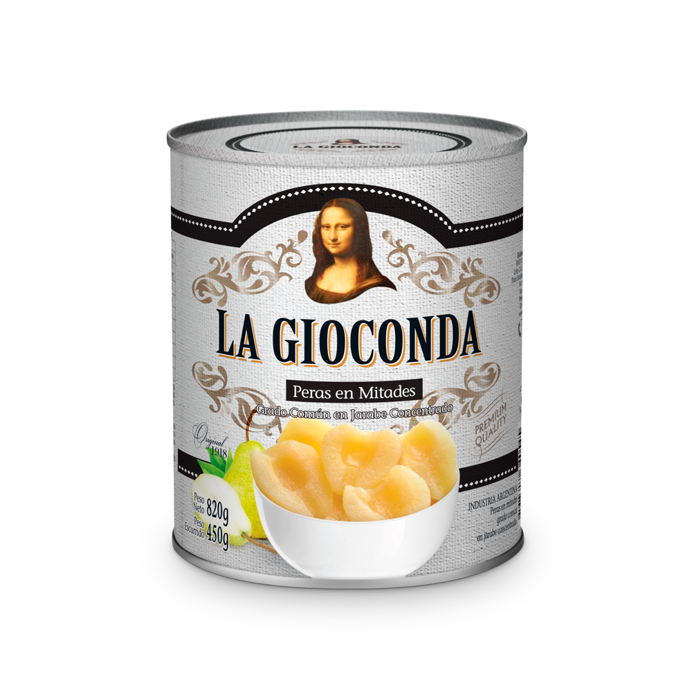 La Gioconda Pears in Syrup 820g can - authentic Argentinian peras en almíbar for desserts