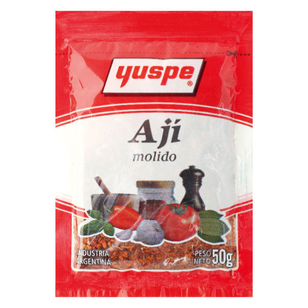 Ají Molido Yuspe 50g packet of authentic Argentinian crushed chili flakes for chimichurri sauce.