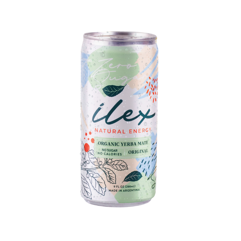 Ilex Organic Yerba Mate Natural Energy Drink 266ml Original Flavour can on white background