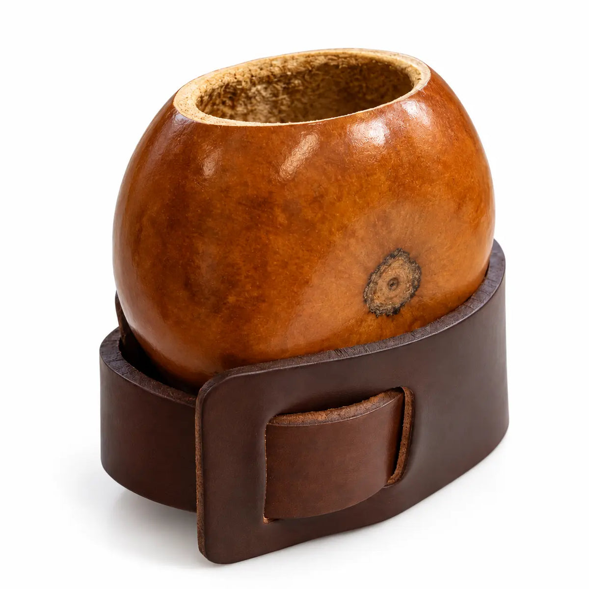 MATE CUP I Traditional Calabash Galleta Mate with Adjustable Leather Base