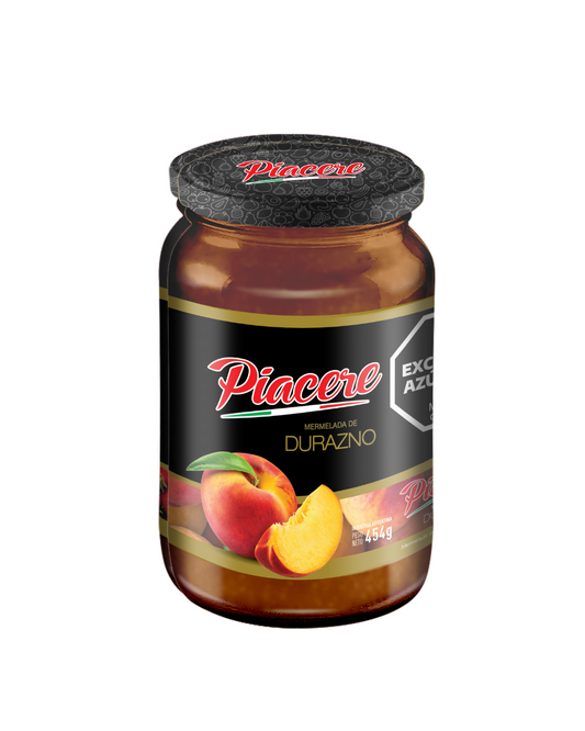 Piacere Peach Jam 454g jar, authentic Argentinian Mermelada de Durazno for sale in Australia.