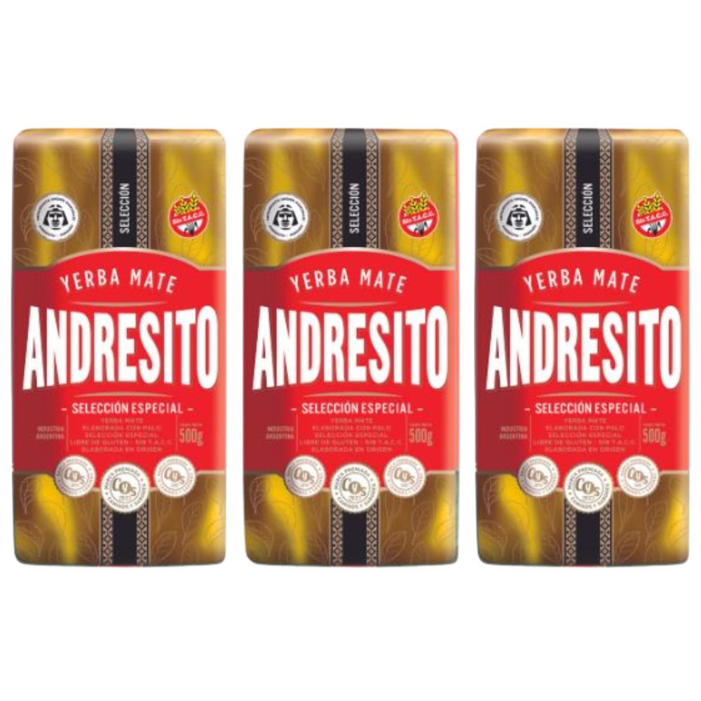 Yerba Mate Andresito Selección Especial 3kg bag showing premium Argentine packaging and brand logo