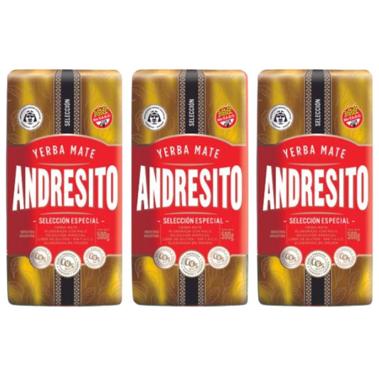 Yerba Mate Andresito Selección Especial 3kg bag showing premium Argentine packaging and brand logo