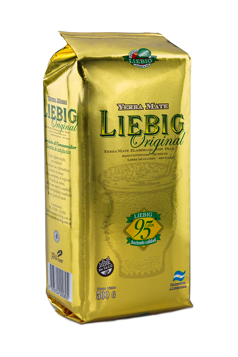 Golden package of Liebig Original yerba mate